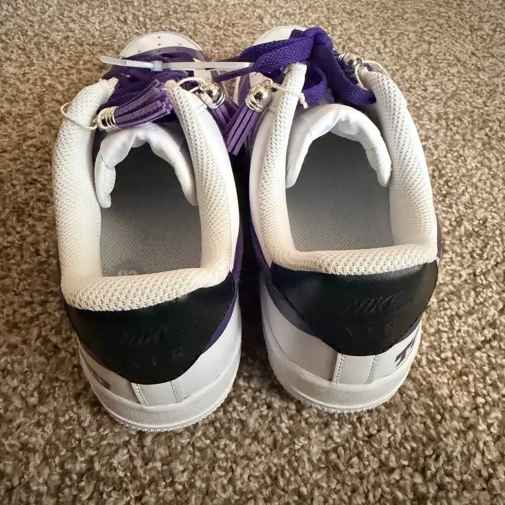 Custom TCU Nike Air Force 1s Lows White Purple Size 8 Womens NEW Rare